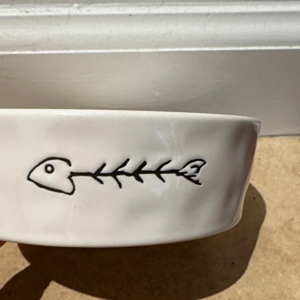 Rae Dunn Cream Ceramic Pet Bowl